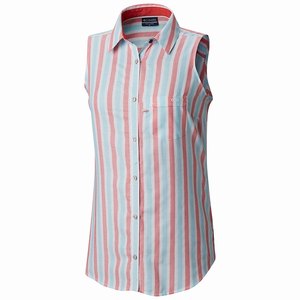 Columbia PFG Super Harborside™ Woven Sleeveless Skjorta Dam Blå/Rosa (XCFLH8561)